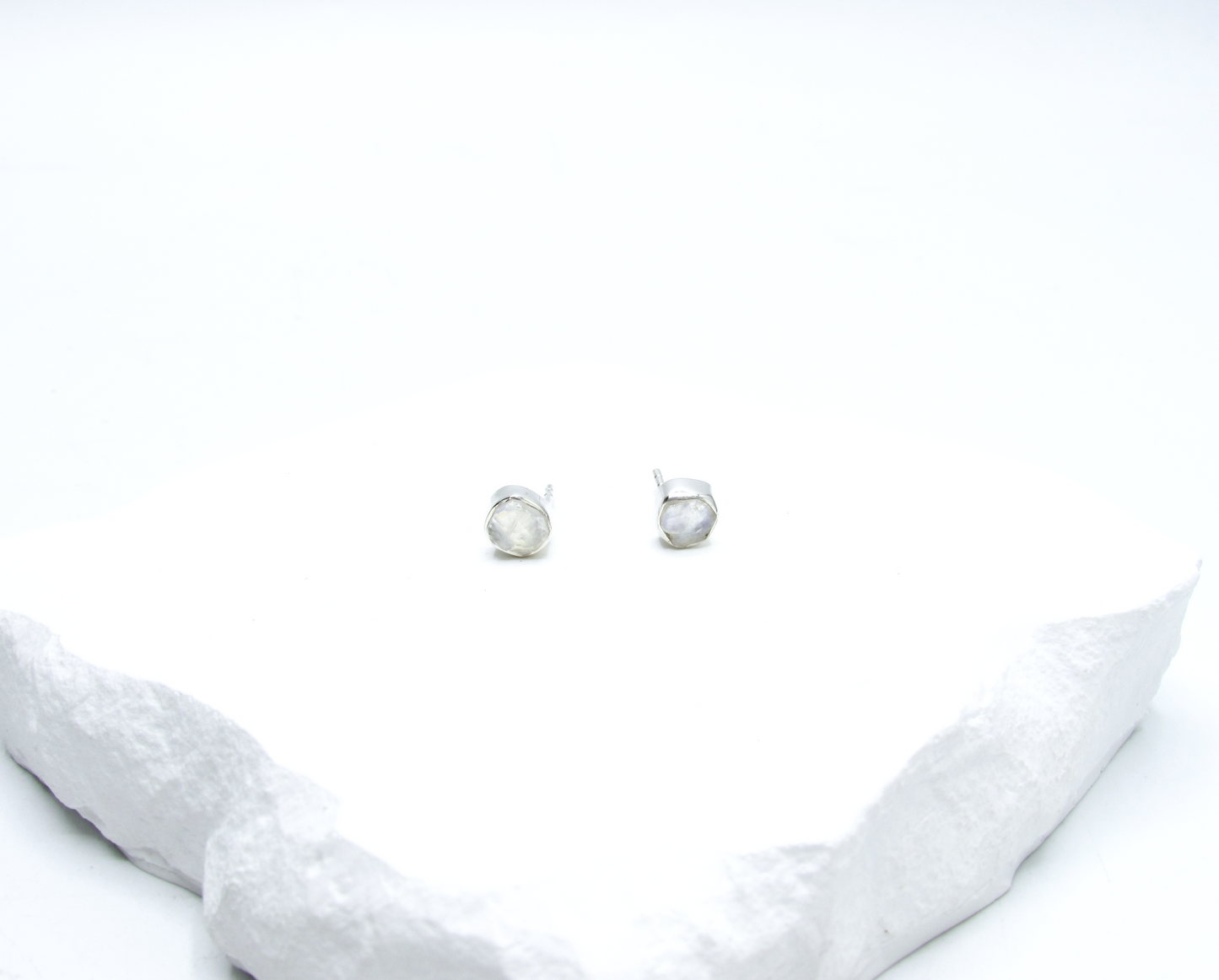 Rainbow Moonstone Birthstone Stud Earrings – Sterling Silver