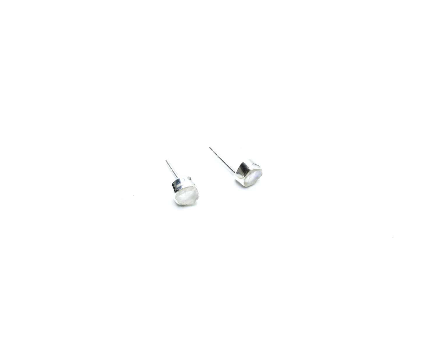 Rainbow Moonstone Birthstone Stud Earrings – Sterling Silver