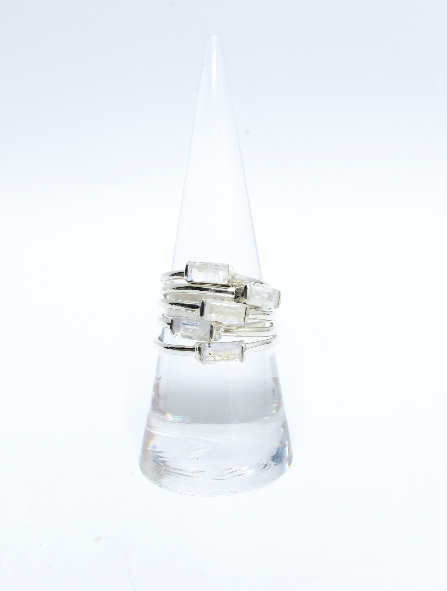 Rainbow Moonstone Petite Signet Ring – Sterling Silver