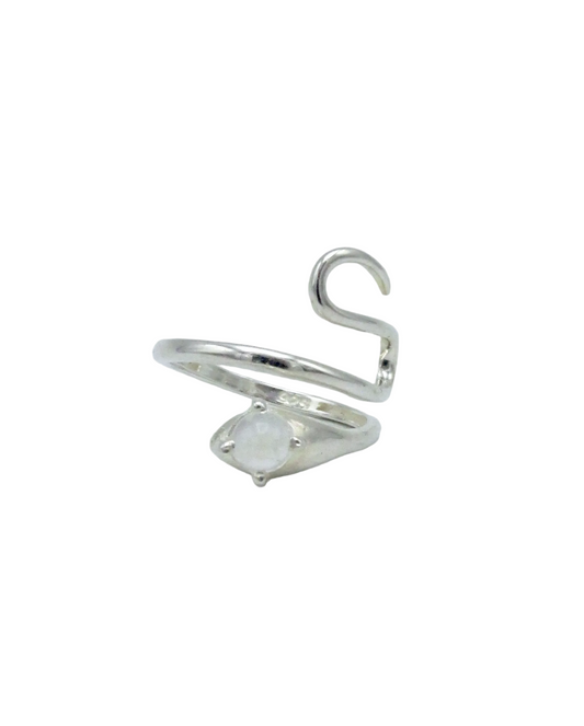 Rainbow Moonstone Swerve Ring | Sterling Silver