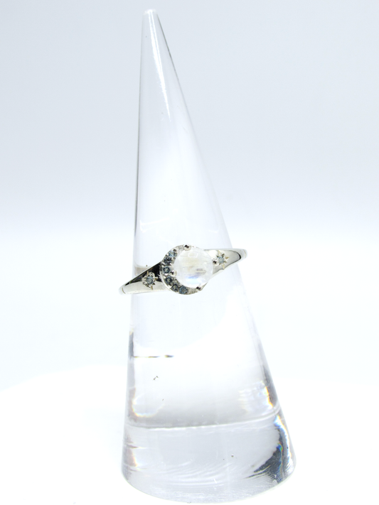 Starseed Moon Swiss Blue Topaz Ring – Sterling Silver