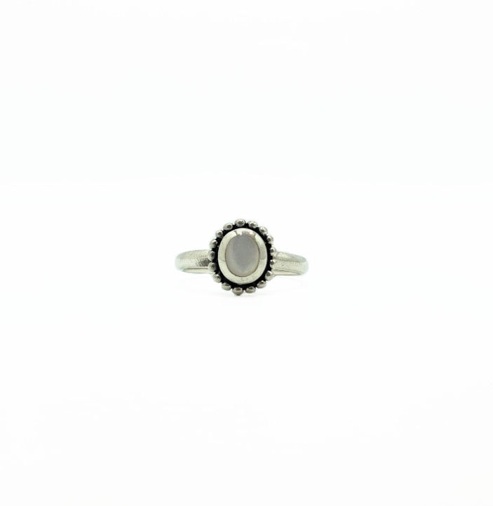 MOP Mini Dotted Circle Ring .925