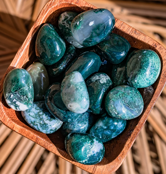 Moss Agate Tumbled Pocket Stone