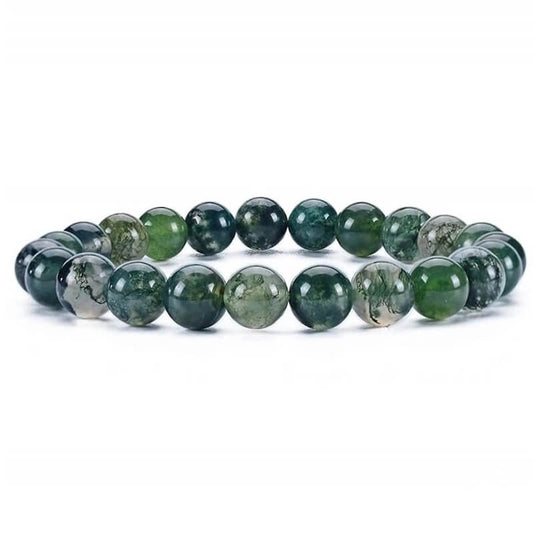 Moss Agate Stretch Bracelet 8mm