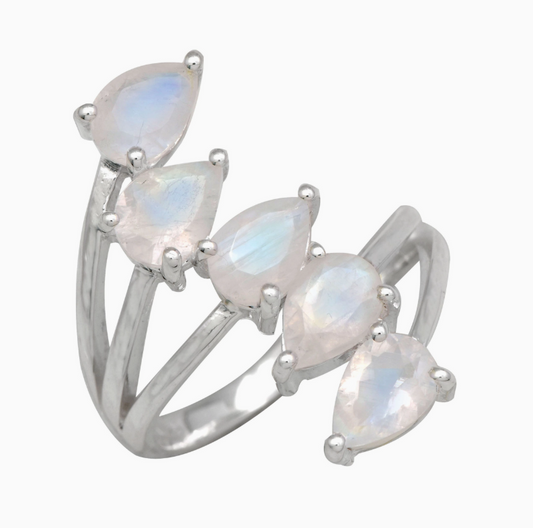 Multi Band Moonstone Ring .925