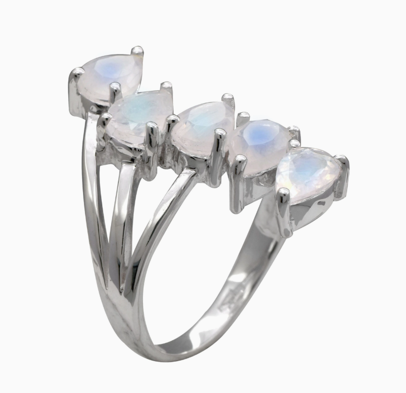 Multi Band Moonstone Ring .925