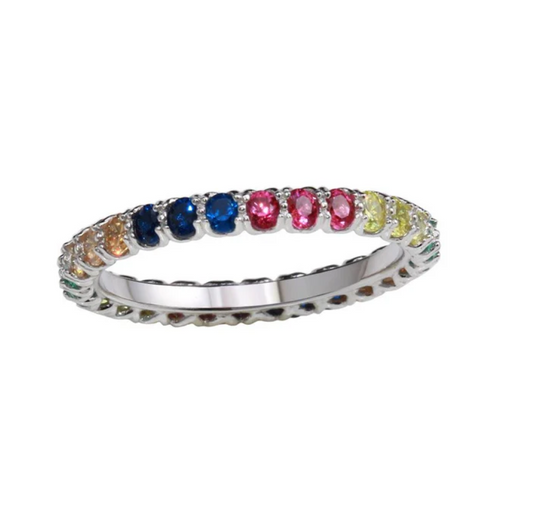 Multicolor CZ Eternity Band .925
