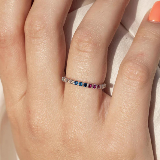 Multicolor CZ Eternity Band .925