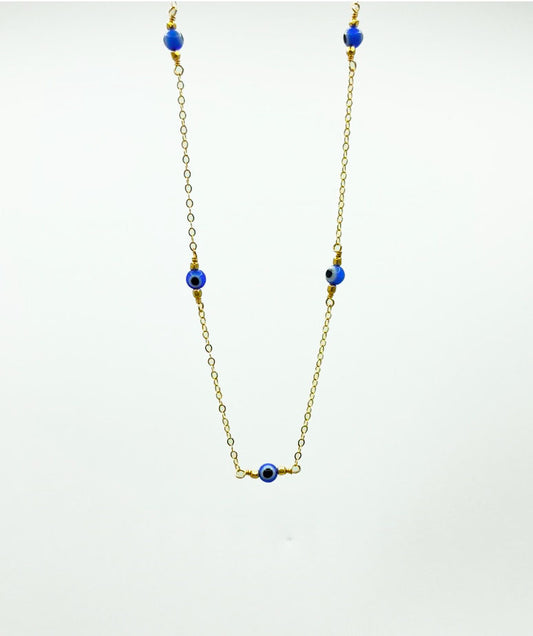 Handmade Evil Eye Blue Necklace 14k Gold Fill