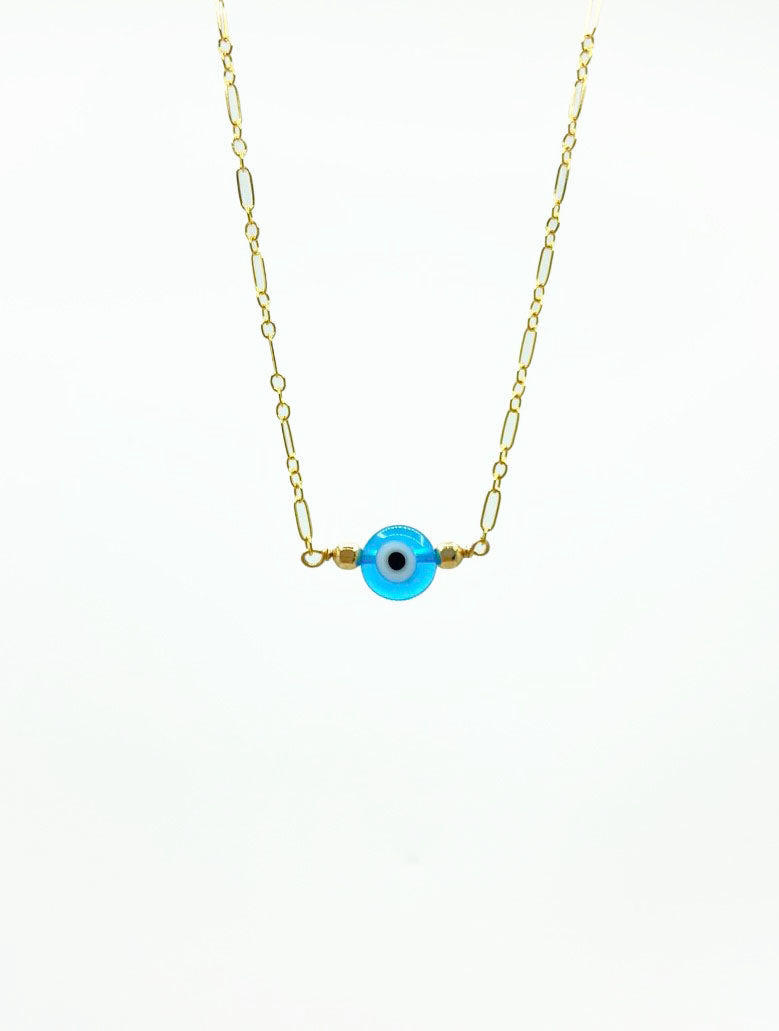 Handmade Evil Eye Turquoise Necklace 14k Gold Fill