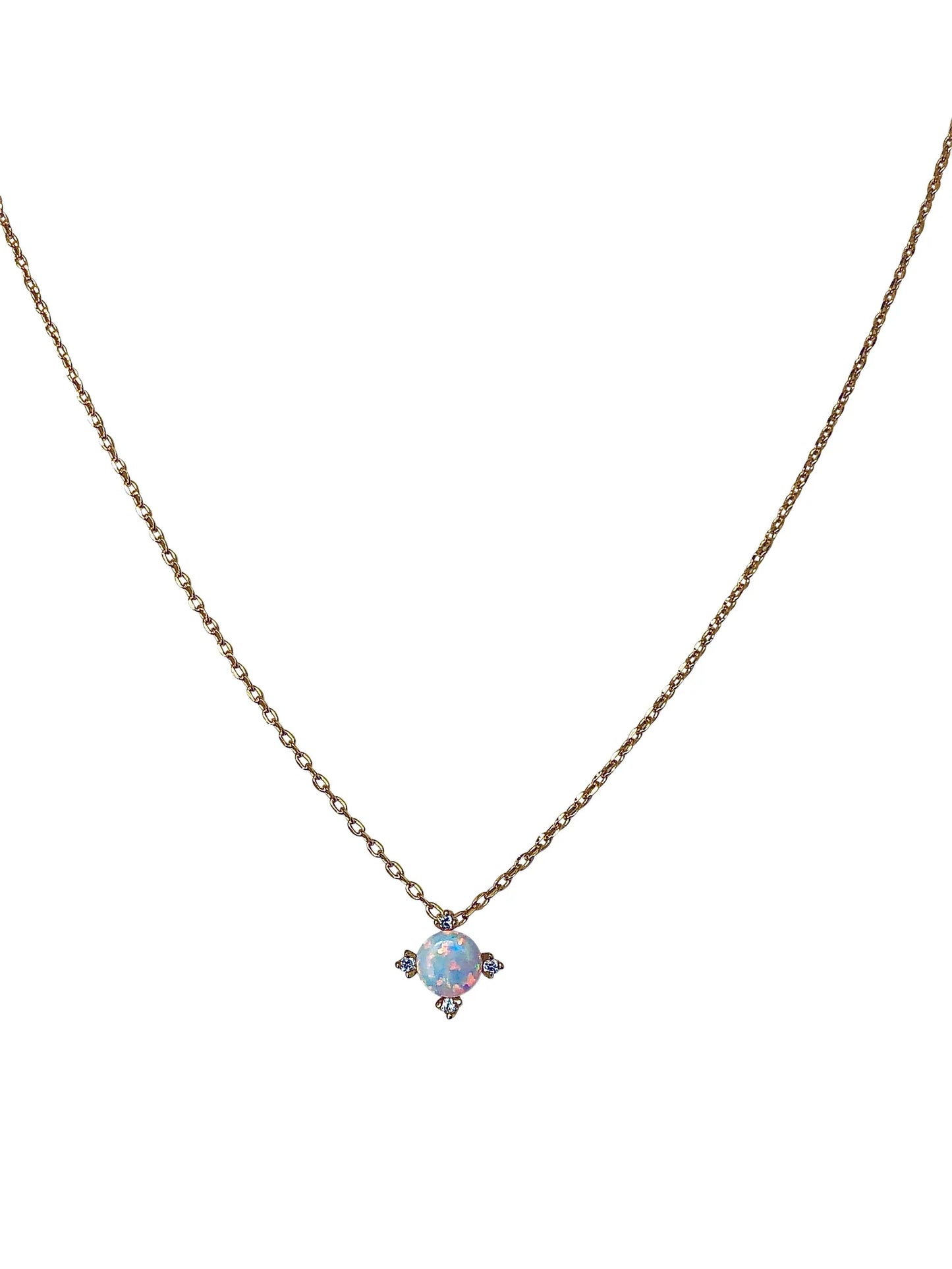 CZ Opal Necklace 14K GP