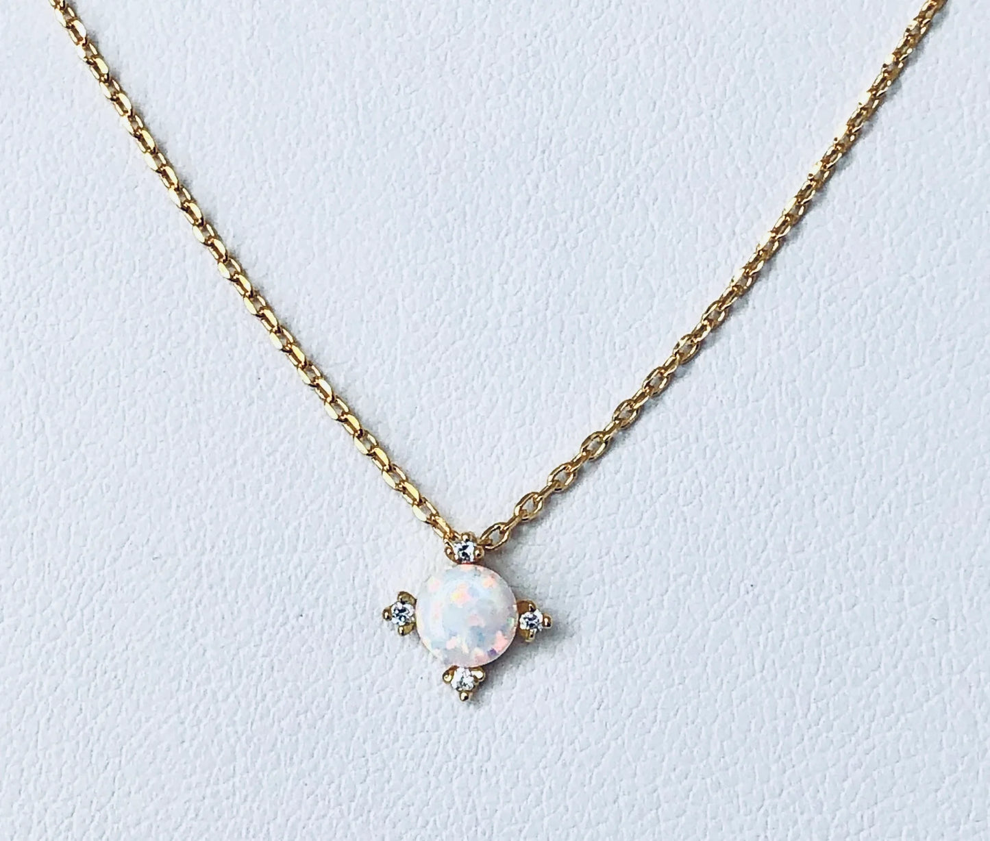 CZ Opal Necklace 14K GP