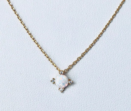 CZ Opal Necklace 14K GP