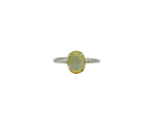Ethiopian Opal Curved Prong Ring - 10 | Sterling Silver