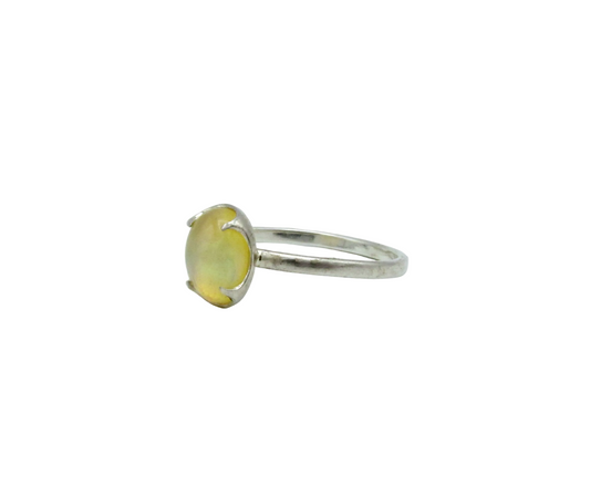 Ethiopian Opal Curved Prong Ring - 10 | Sterling Silver