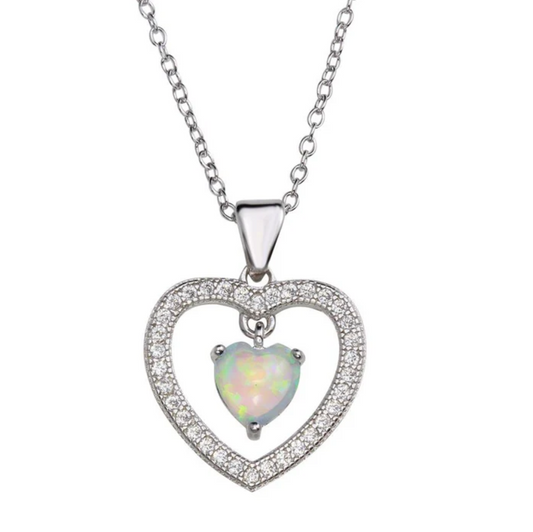 Opal Halo Heart NK .925