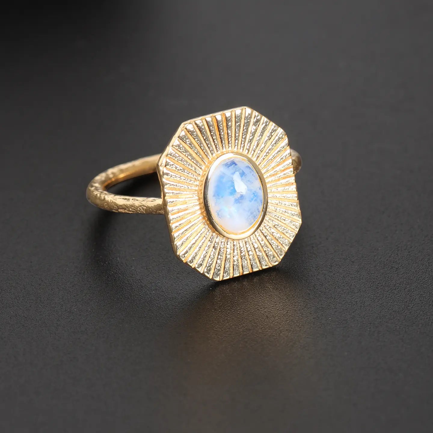 Moonstone Sunrise Cocktail Ring — 14K Gold Plated