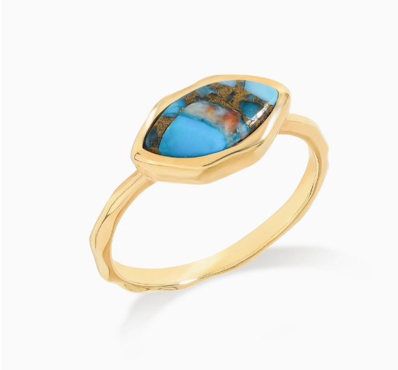 Textured Marquis Turquoise Ring