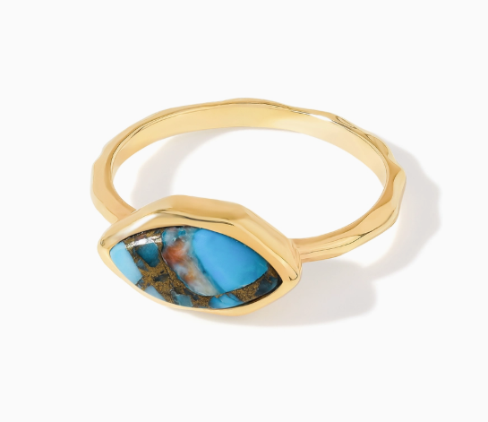Textured Marquis Turquoise Ring