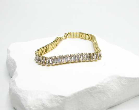 Paneled Bling Bracelet 14K GP