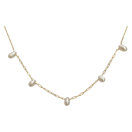 Mini Potato Pearl Drop Necklace 14K GP