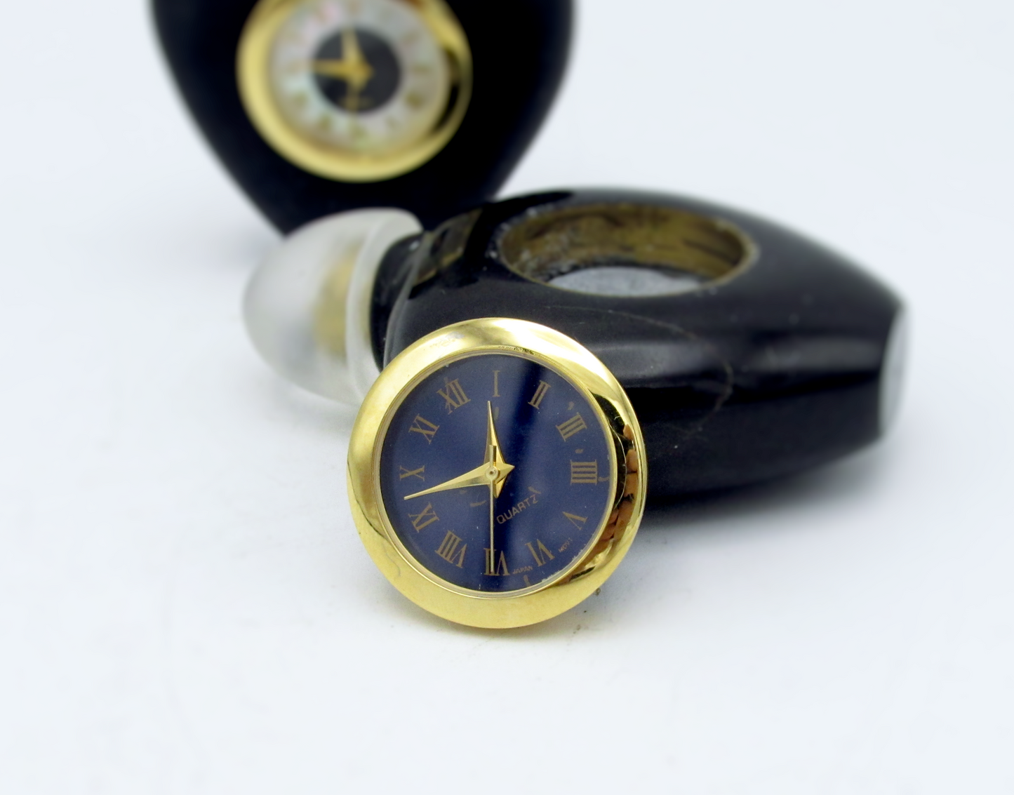Hand-Carved Onyx Perfume Bottle Clock