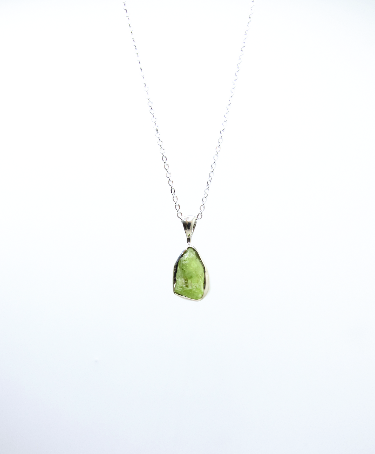 Natural Peridot Freeform Pendant – Sterling Silver .925
