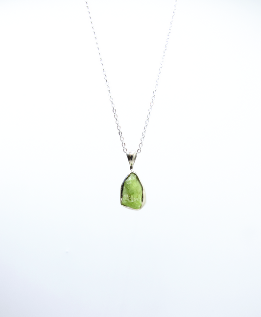 Natural Peridot Freeform Pendant – Sterling Silver .925
