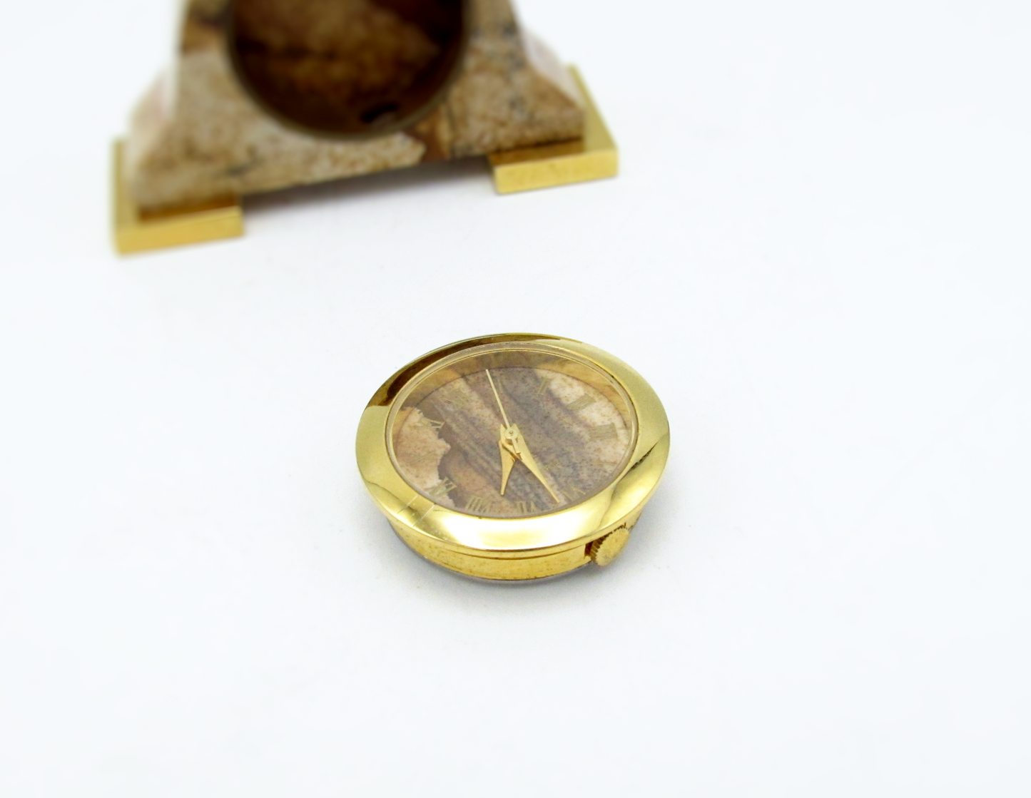 Hand-Carved Jasper Desk Clock