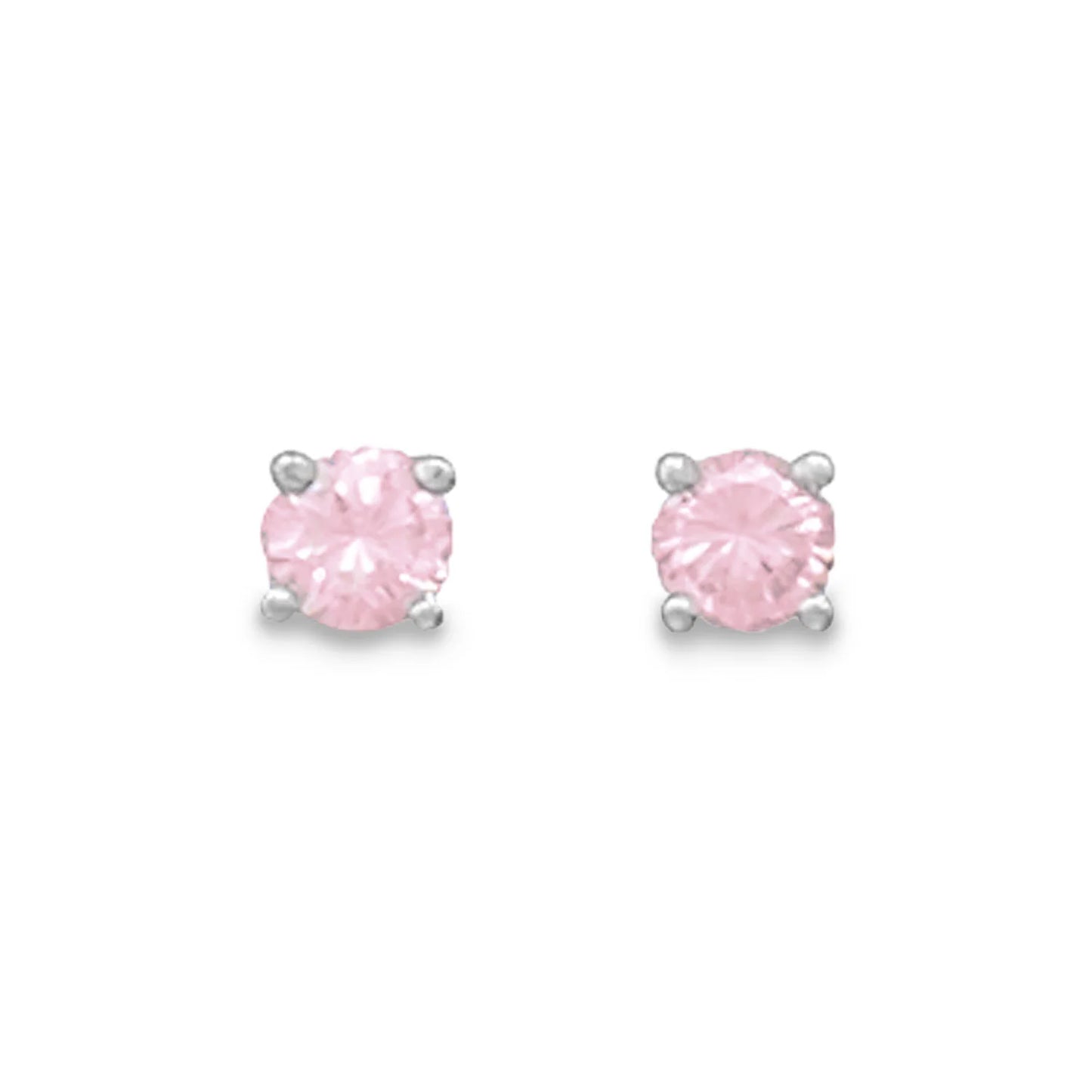 Pink CZ October Studs .925