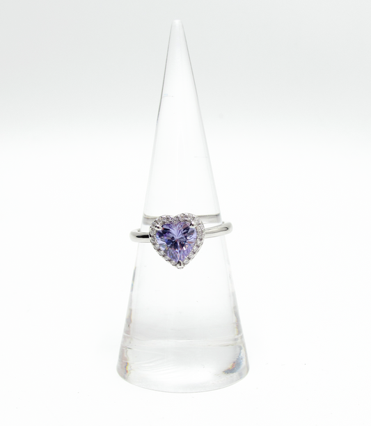 Purple Halo Heart Ring .925