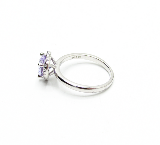 Purple Halo Heart Ring .925