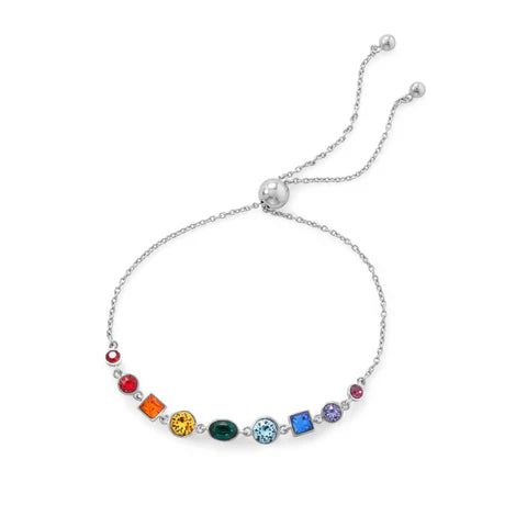 Rainbow Swarovski Crystals Bracelet .925