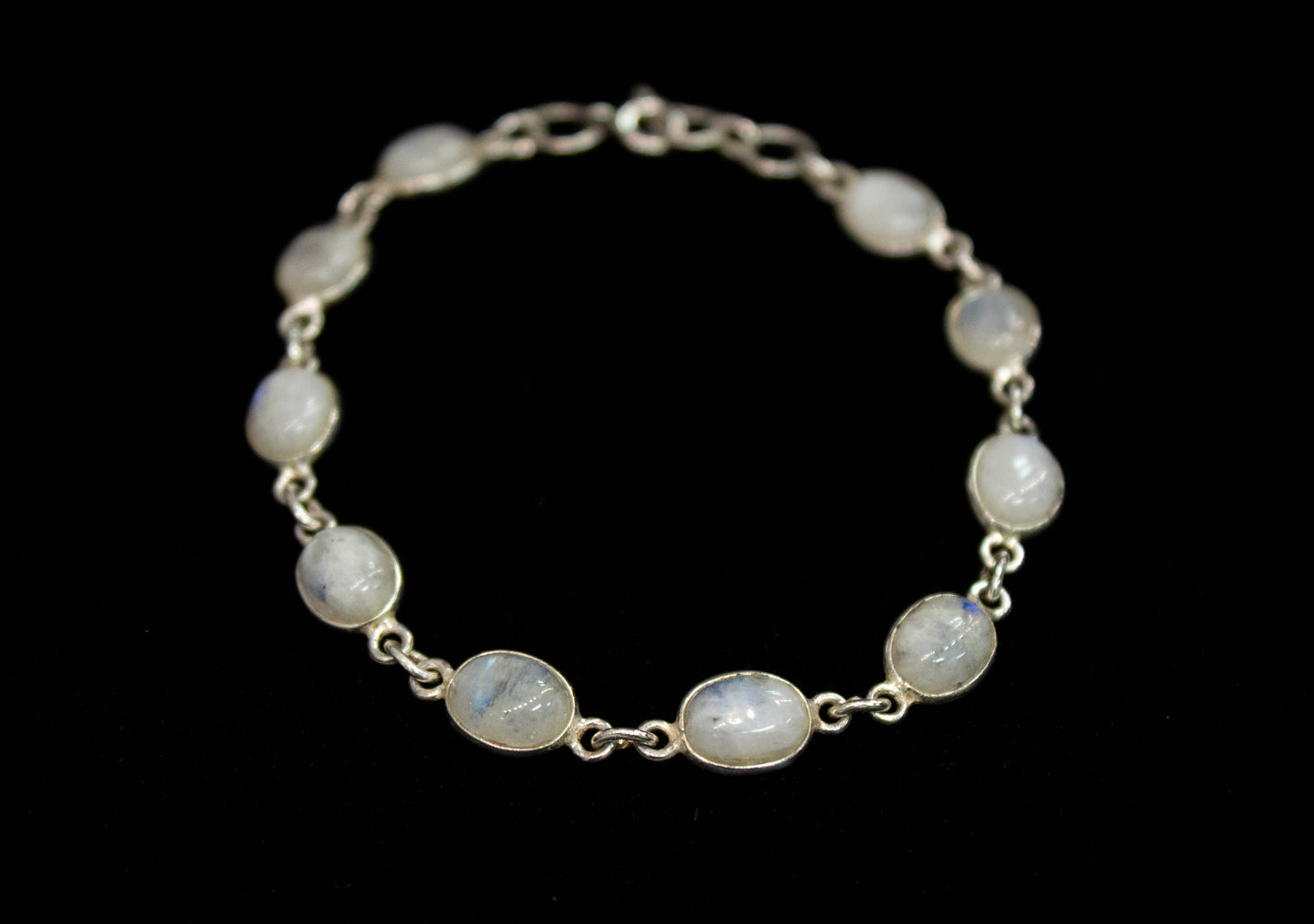 Rainbow Moonstone Crystal Links Bracelet .925