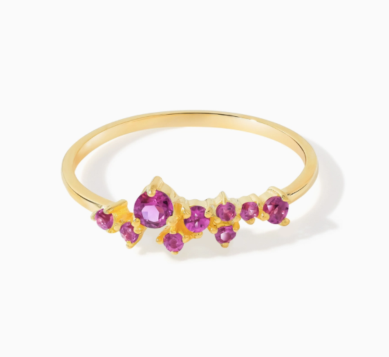 Rhodolite Garnet Cluster Ring 14K GP