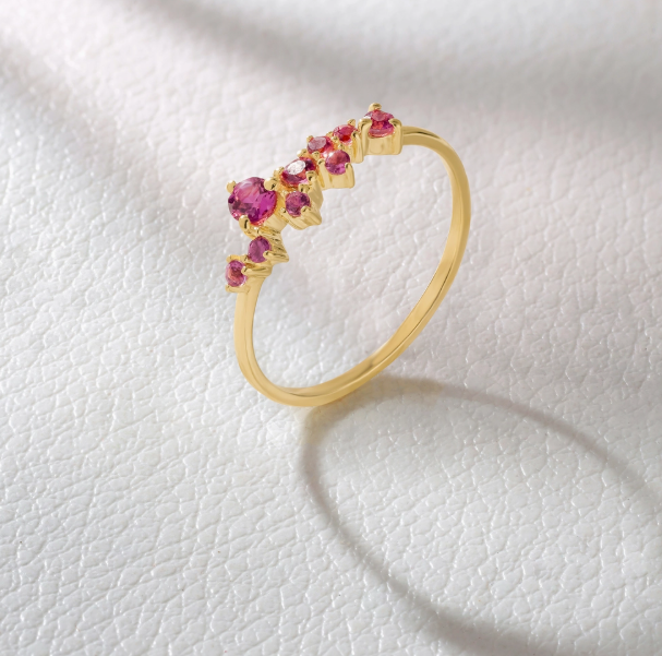 Rhodolite Garnet Cluster Ring 14K GP