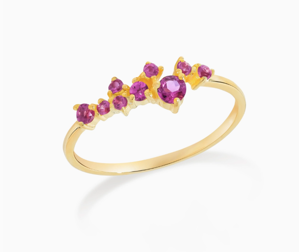 Rhodolite Garnet Cluster Ring 14K GP