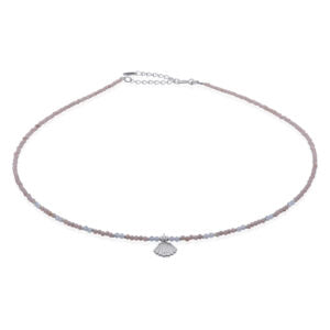Beaded Rhodonite Moonstone Shell Necklace