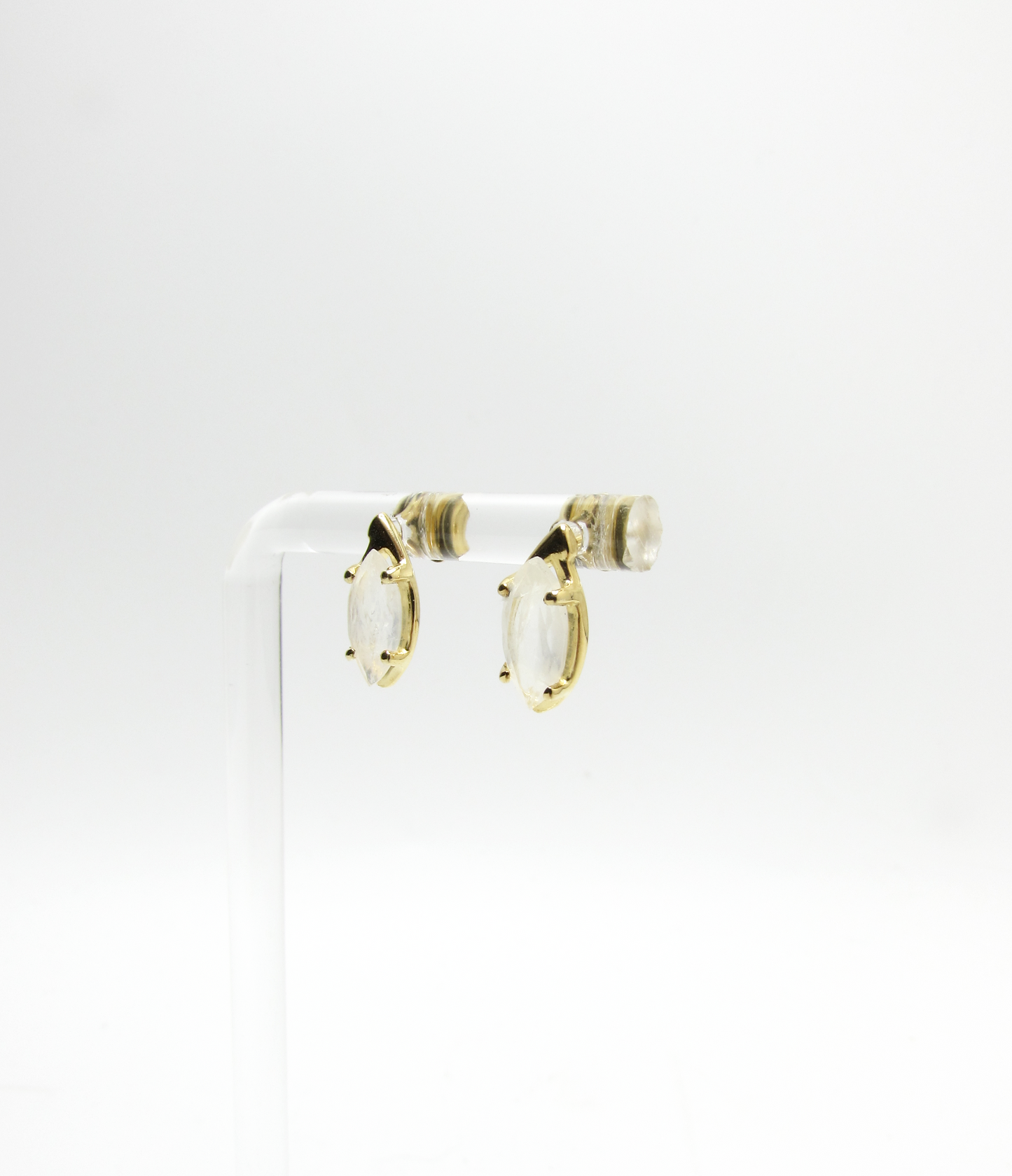 Rainbow Moonstone Marquis Studs 14K GP