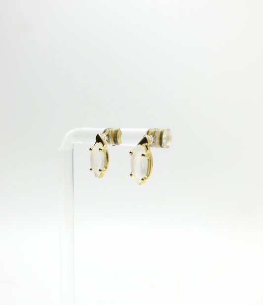 Rainbow Moonstone Marquis Studs 14K GP