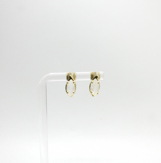 Rainbow Moonstone Marquis Studs 14K GP