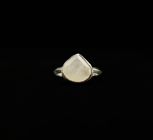 Rainbow Moonstone Faceted Triangle Ring .925