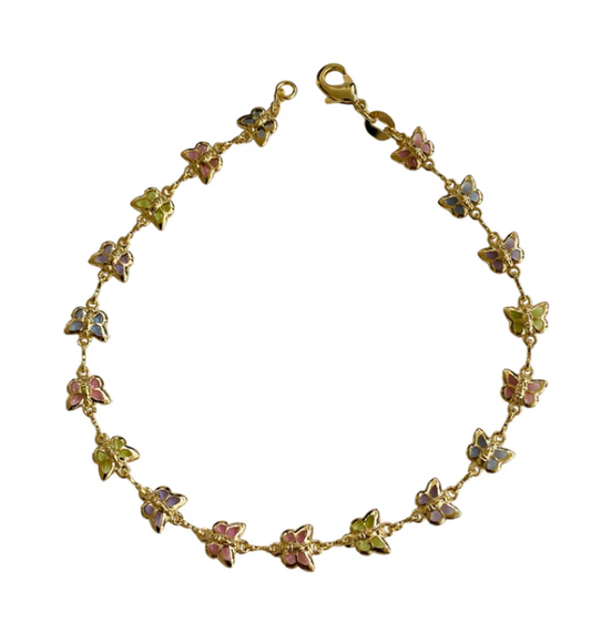 Multi Butterfly Anklet 14K GF