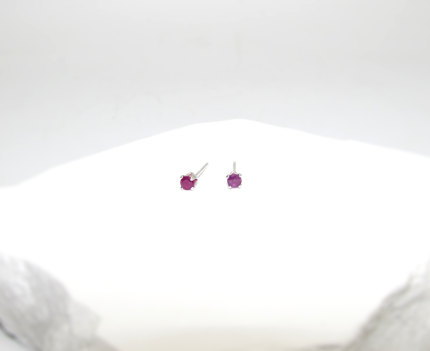 Ruby Birthstone Stud Earrings – Sterling Silver