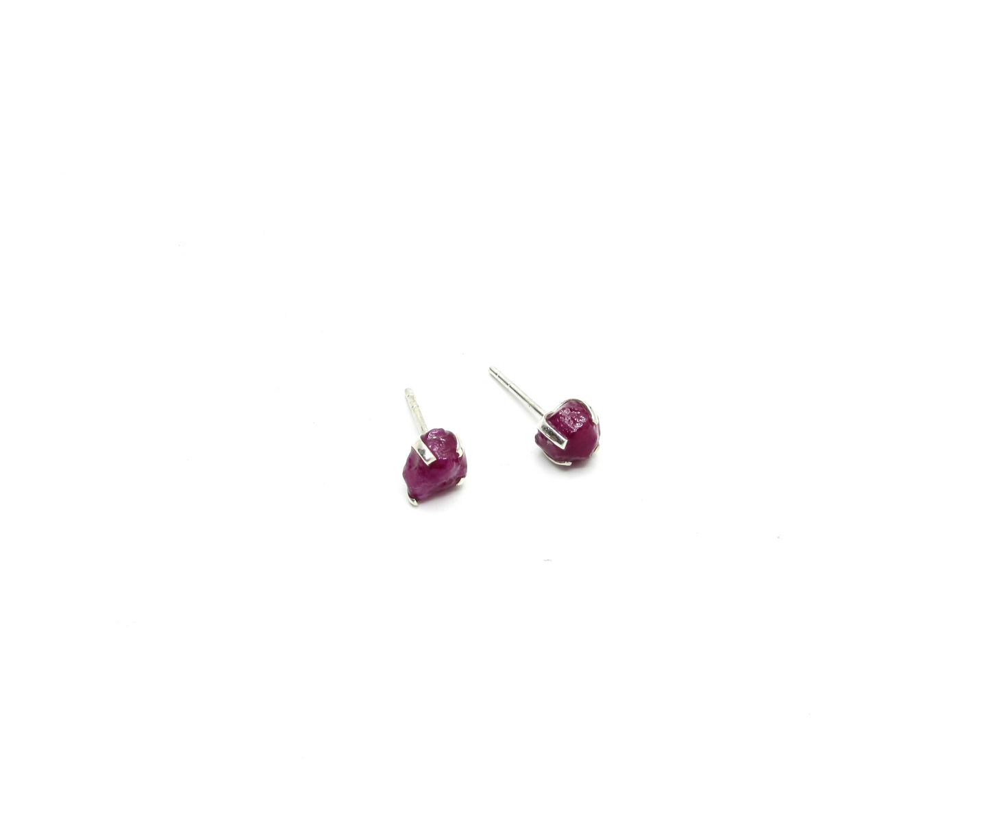 Ruby Birthstone Stud Earrings – Sterling Silver