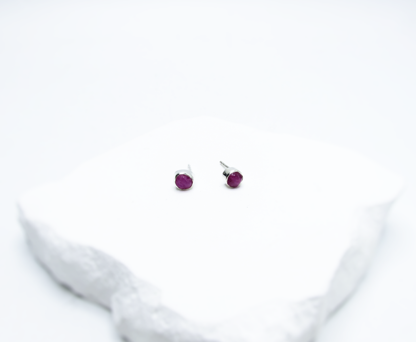Ruby Birthstone Stud Earrings – Sterling Silver