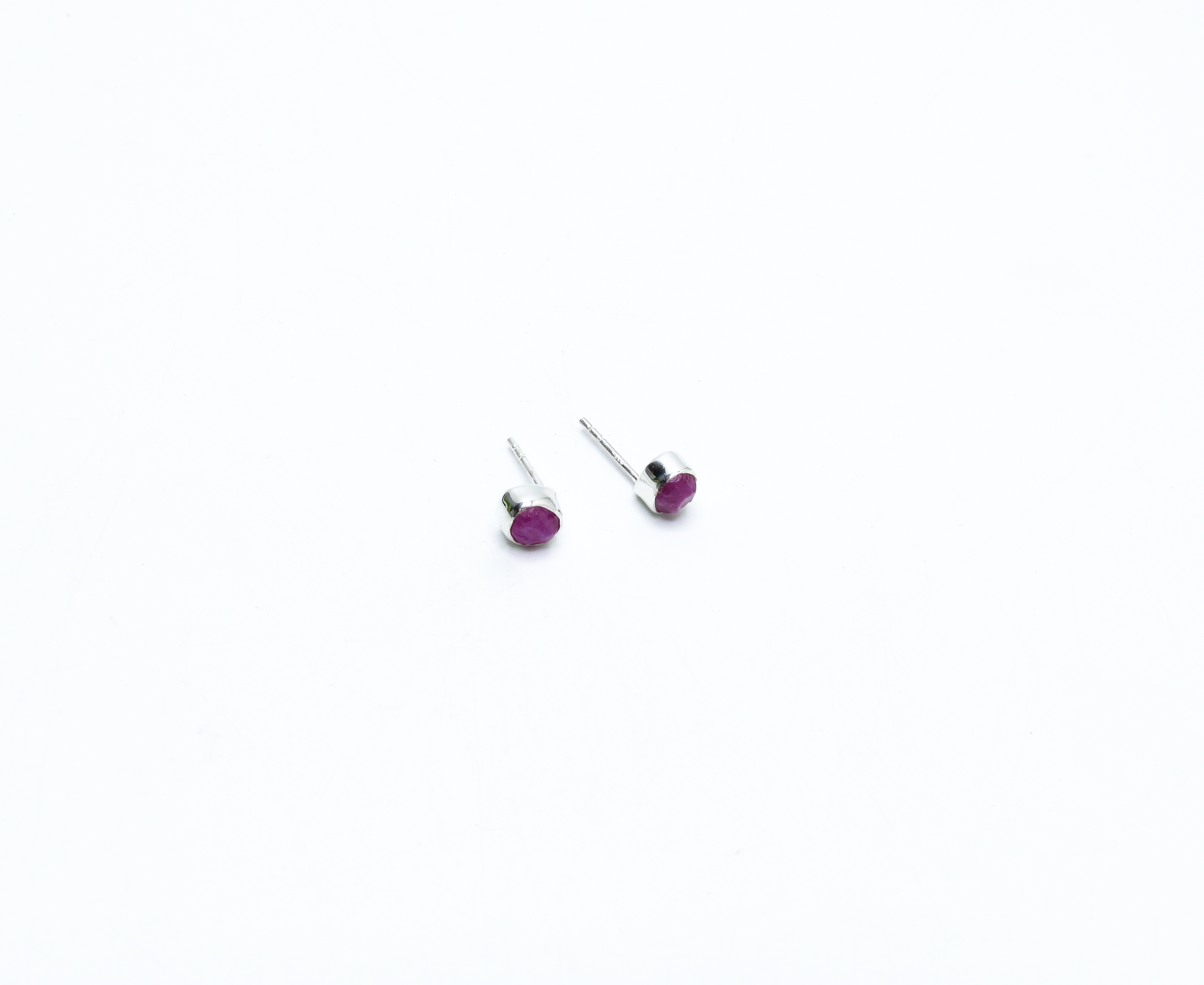 Ruby Birthstone Stud Earrings – Sterling Silver