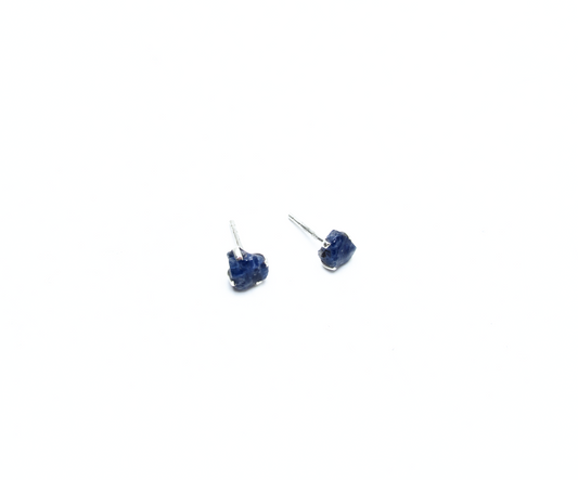 Blue Sapphire Birthstone Stud Earrings – Sterling Silver