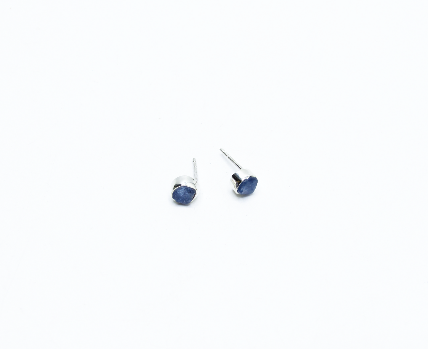 Blue Sapphire Birthstone Stud Earrings – Sterling Silver