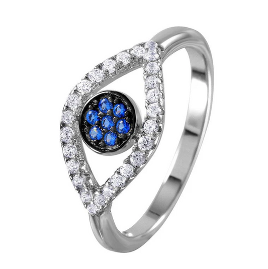 Sparkle Blue Evil Eye Ring .925 - 5